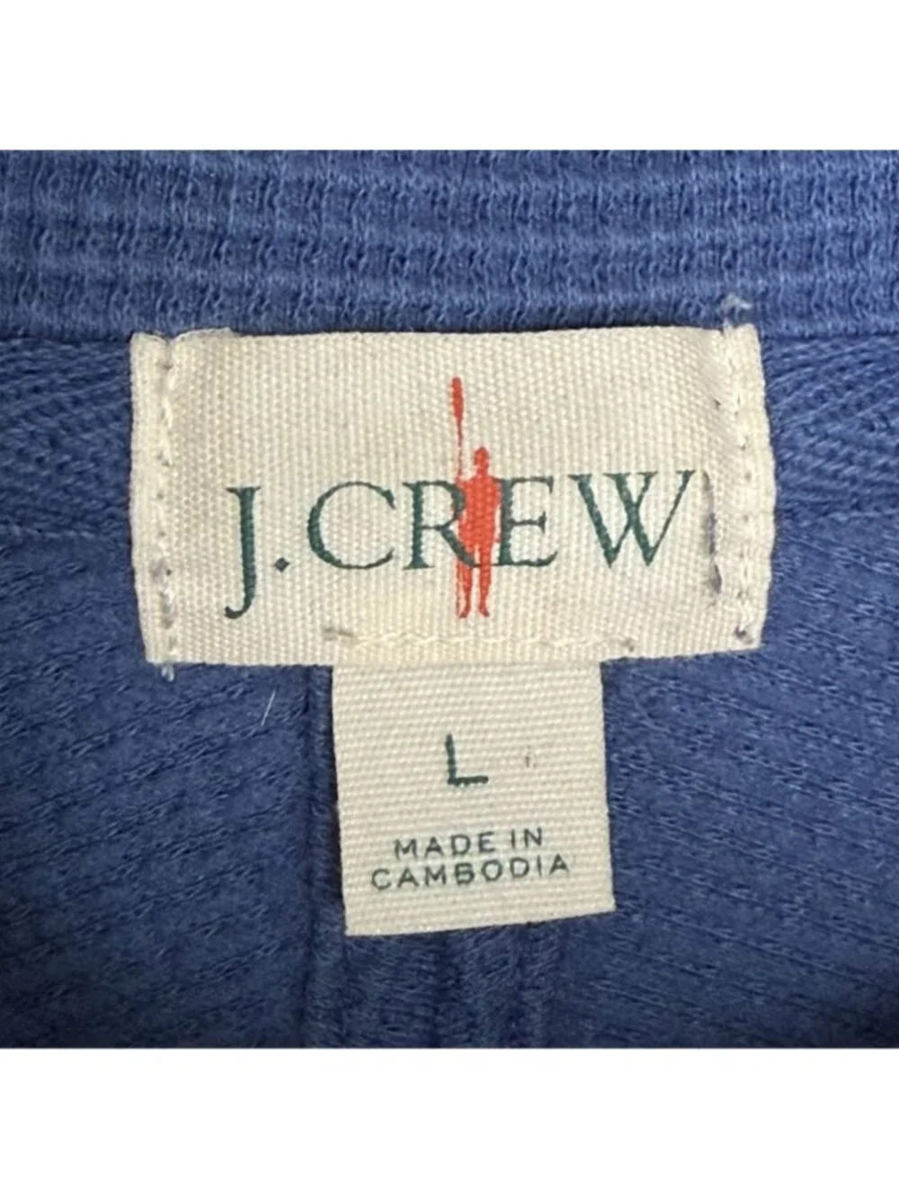 J. Crew Blue Brushed Waffle-Knit Half-Zip Pullover, L